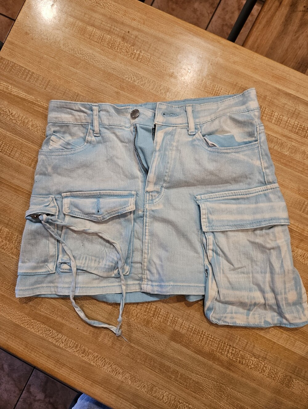 Daisy Baby Blue Denim Mini Skirt with Front Zip